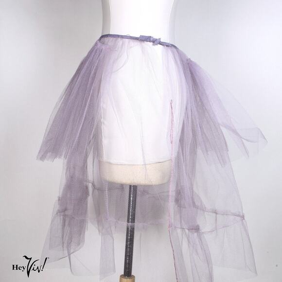 Vintage Net Crinoline Petticoat Slip Light Purple Waist Tie W26-28 L22 - Hey Viv - Picture 2 of 5